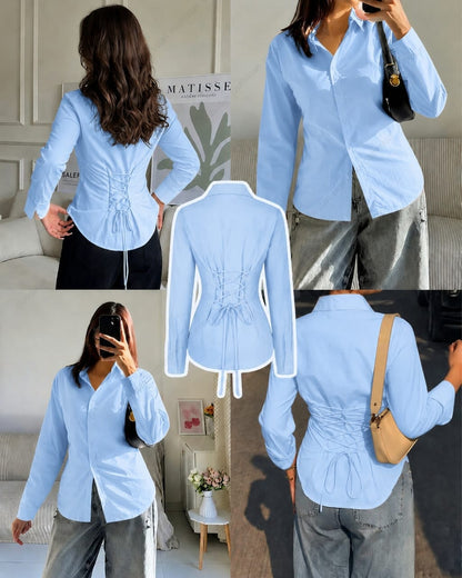 Corset Fitted Button-Down Shirt
