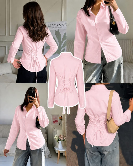 Corset Fitted Button-Down Shirt