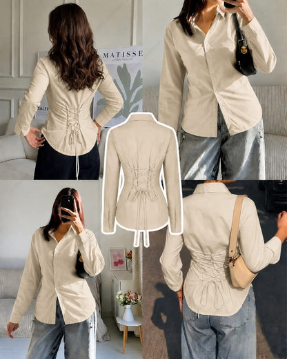Corset Fitted Button-Down Shirt