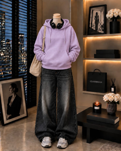 Premium Hoodie & Black Vintage Wide-Leg Jeans Pack of Two