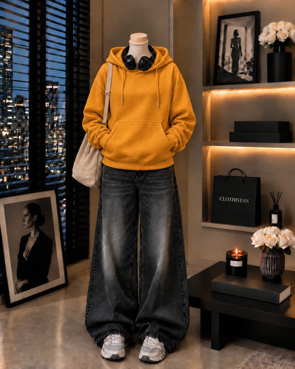 Premium Hoodie & Black Vintage Wide-Leg Jeans Pack of Two