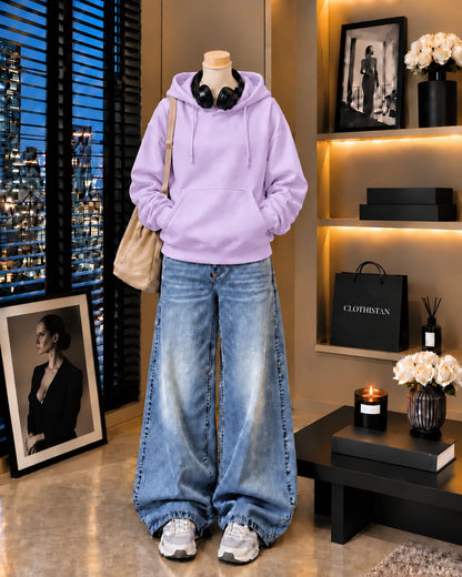 Premium Hoodie & Sky blue Vintage Wide-Leg Jeans Pack of Two