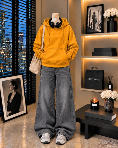 Premium Hoodie & Grey Vintage Wide-Leg Jeans Pack of Two