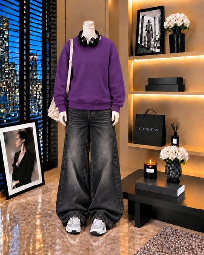 Premium Sweatshirt & Black Vintage Wide-Leg Jeans Pack of Two