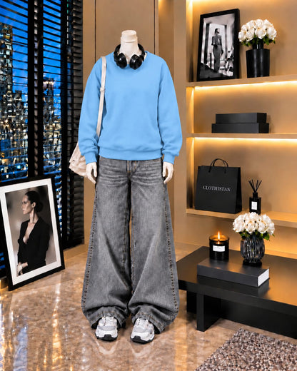 Premium Sweatshirt & Grey Vintage Wide-Leg Jeans Pack of Two