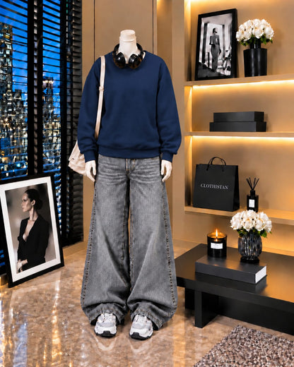 Premium Sweatshirt & Grey Vintage Wide-Leg Jeans Pack of Two