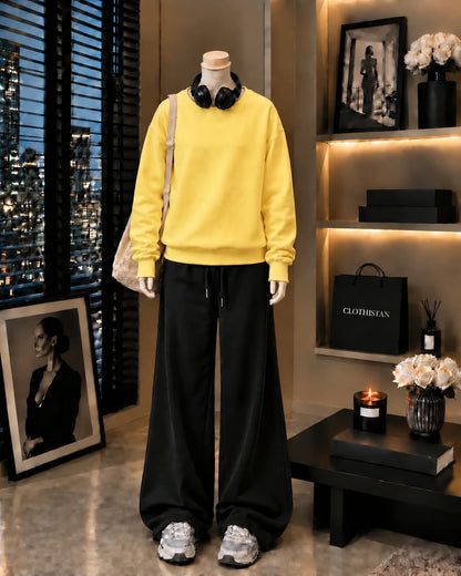 Premium Sweatshirt & Black Wide-Leg Trouser Pack of Two