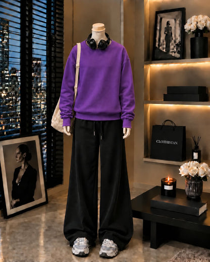 Premium Sweatshirt & Black Wide-Leg Trouser Pack of Two