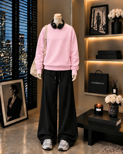 Premium Sweatshirt & Black Wide-Leg Trouser Pack of Two