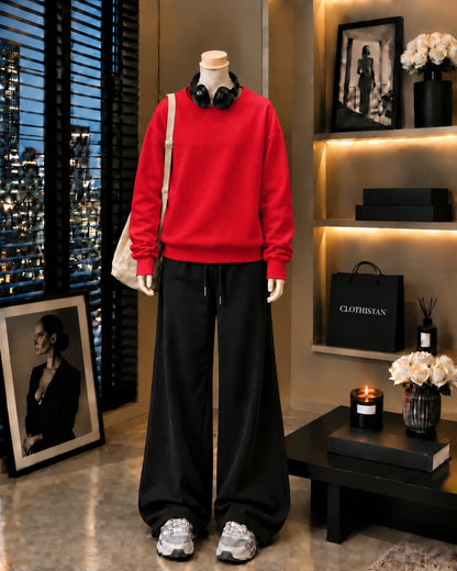 Premium Sweatshirt & Black Wide-Leg Trouser Pack of Two