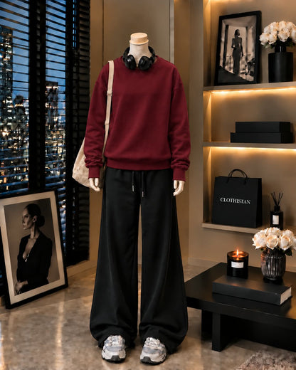 Premium Sweatshirt & Black Wide-Leg Trouser Pack of Two