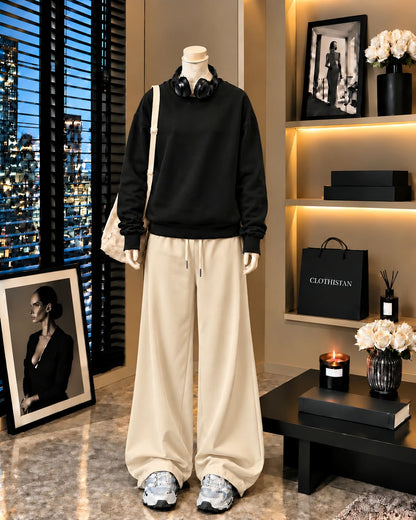 Premium Sweatshirt & Skin Wide-Leg Trouser Pack of Two