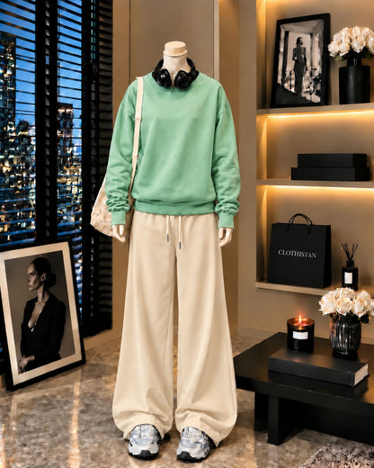 Premium Sweatshirt & Skin Wide-Leg Trouser Pack of Two