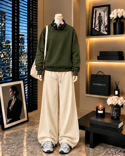 Premium Sweatshirt & Skin Wide-Leg Trouser Pack of Two