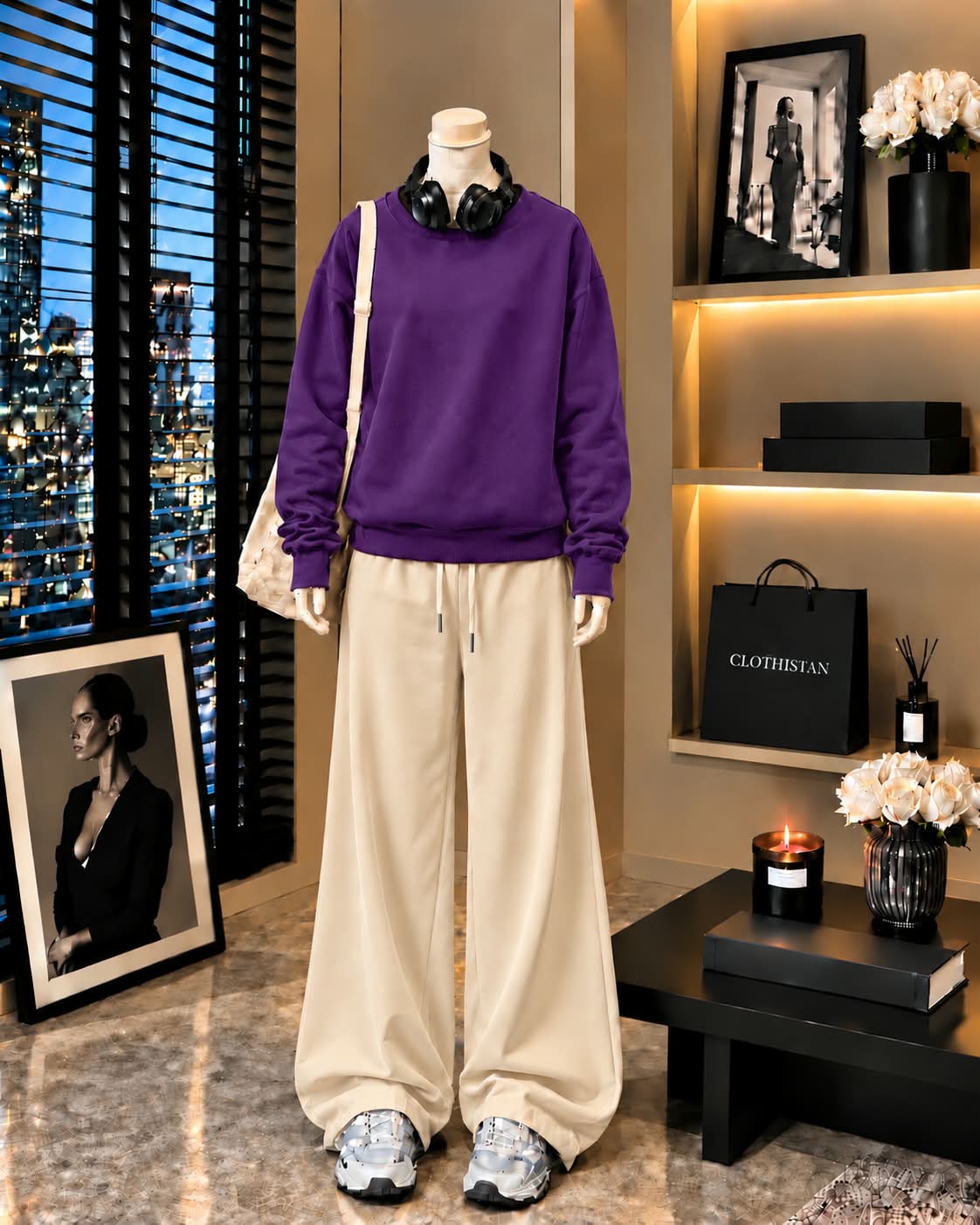 Premium Sweatshirt & Skin Wide-Leg Trouser Pack of Two