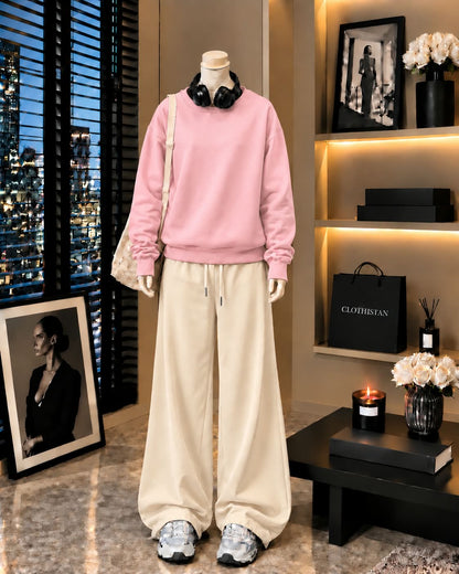 Premium Sweatshirt & Skin Wide-Leg Trouser Pack of Two