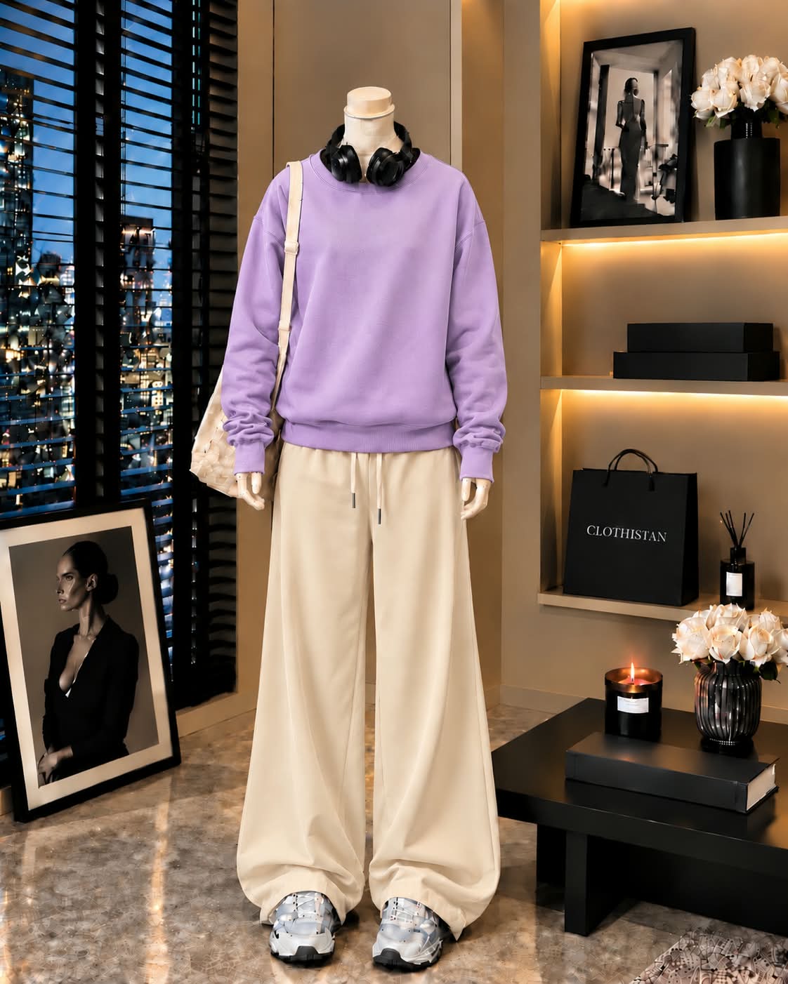 Premium Sweatshirt & Skin Wide-Leg Trouser Pack of Two