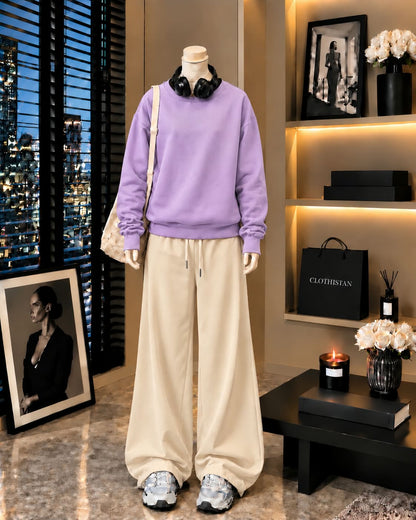 Premium Sweatshirt & Skin Wide-Leg Trouser Pack of Two