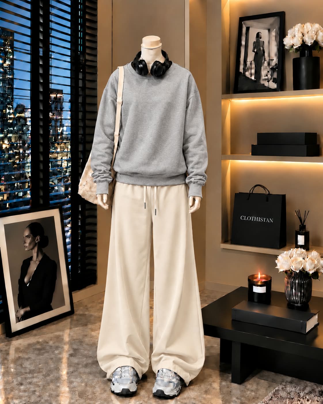Premium Sweatshirt & Skin Wide-Leg Trouser Pack of Two