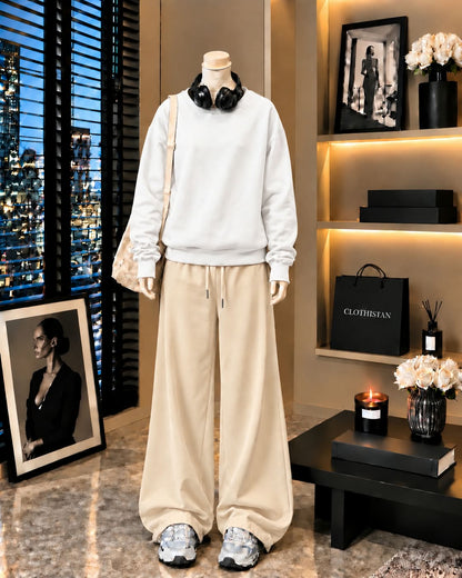 Premium Sweatshirt & Skin Wide-Leg Trouser Pack of Two