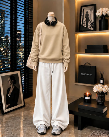 Premium Sweatshirt & White Wide-Leg Trouser Pack of Two