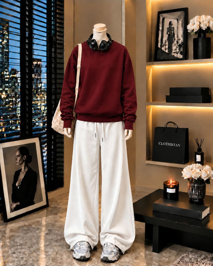 Premium Sweatshirt & White Wide-Leg Trouser Pack of Two