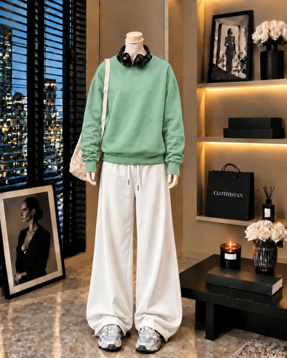 Premium Sweatshirt & White Wide-Leg Trouser Pack of Two