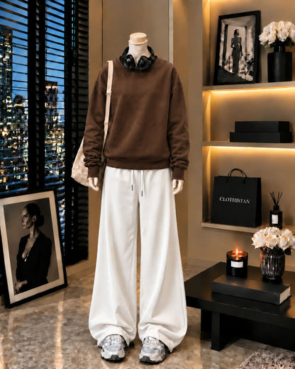 Premium Sweatshirt & White Wide-Leg Trouser Pack of Two