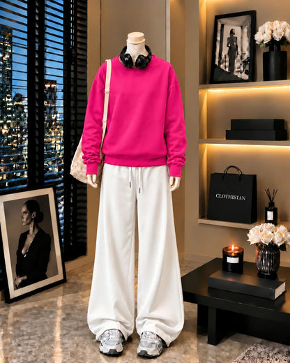 Premium Sweatshirt & White Wide-Leg Trouser Pack of Two
