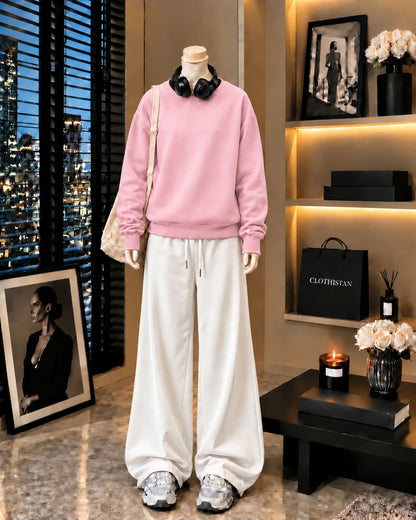Premium Sweatshirt & White Wide-Leg Trouser Pack of Two