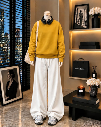 Premium Sweatshirt & White Wide-Leg Trouser Pack of Two