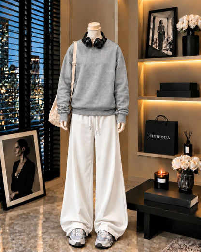 Premium Sweatshirt & White Wide-Leg Trouser Pack of Two