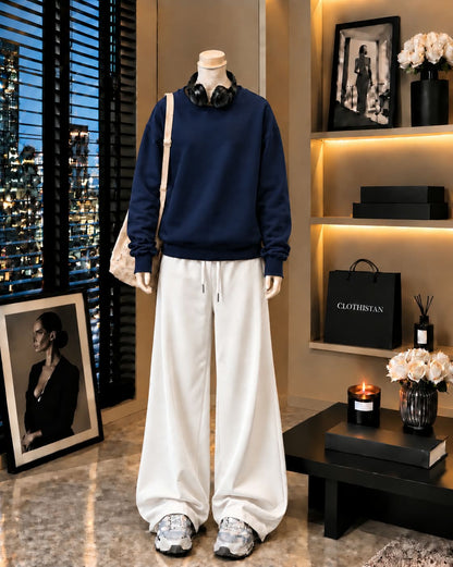 Premium Sweatshirt & White Wide-Leg Trouser Pack of Two