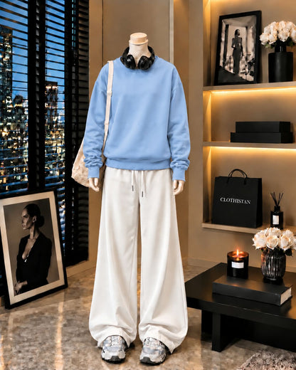 Premium Sweatshirt & White Wide-Leg Trouser Pack of Two