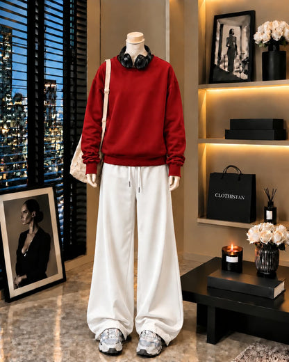 Premium Sweatshirt & White Wide-Leg Trouser Pack of Two