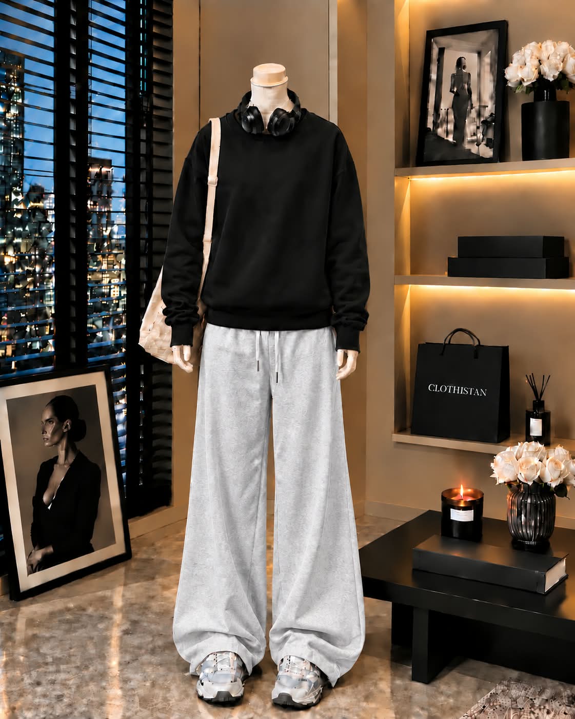 Premium Sweatshirt & Grey Wide-Leg Trouser Pack of Two