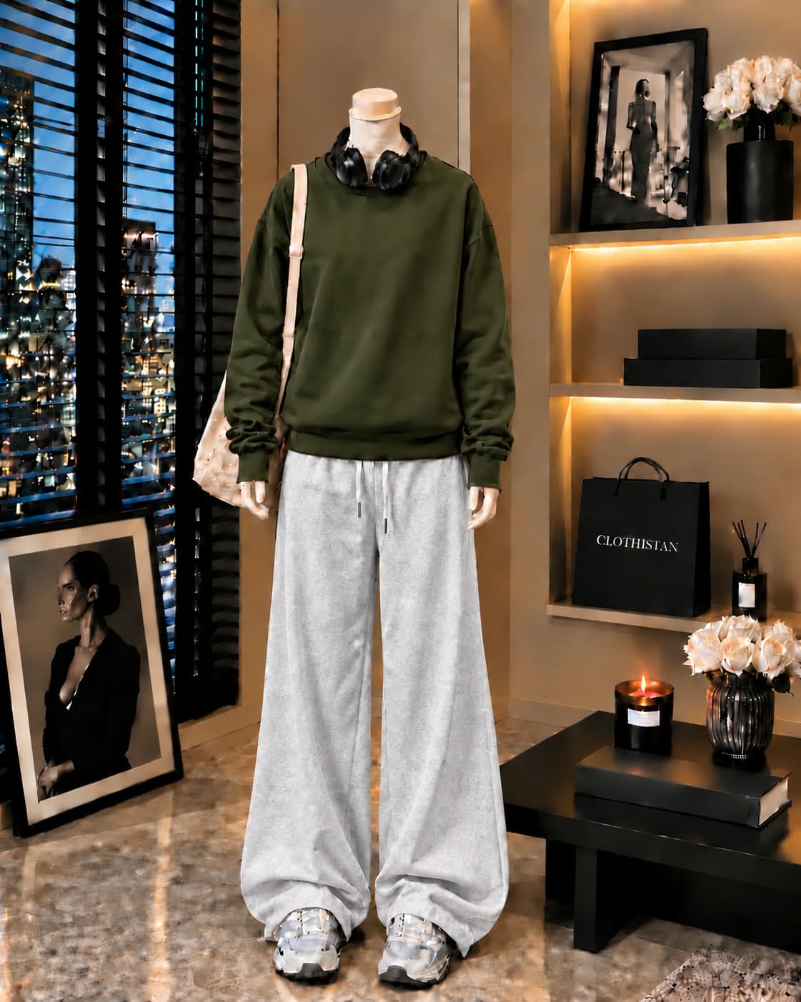 Premium Sweatshirt & Grey Wide-Leg Trouser Pack of Two