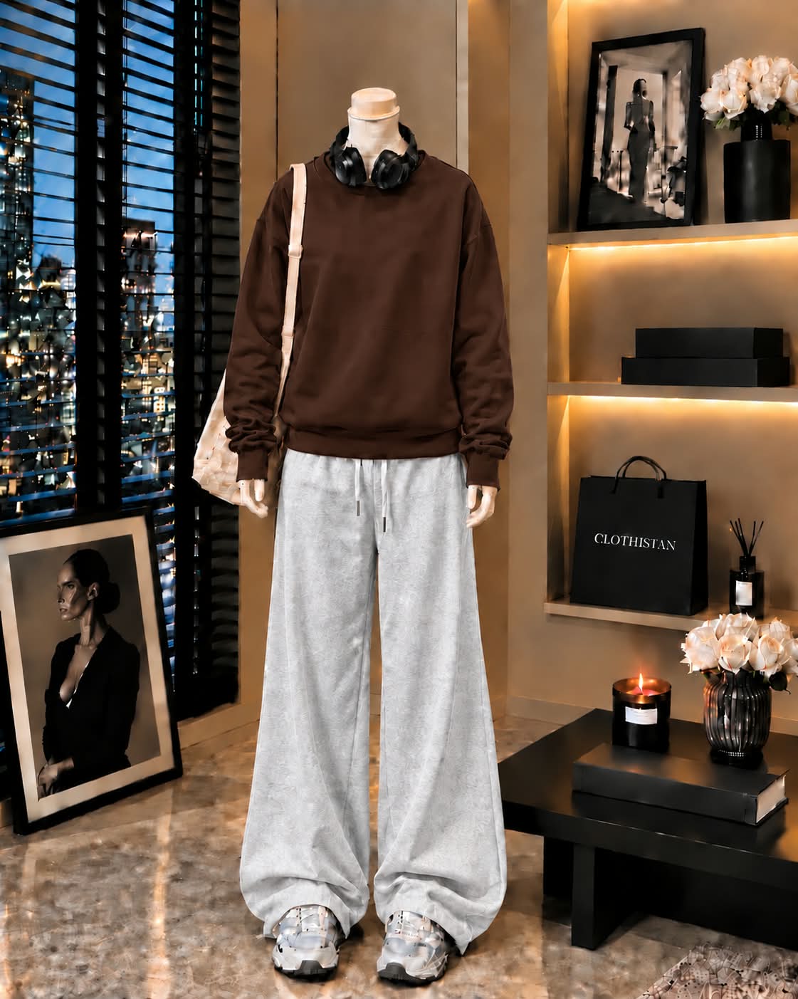 Premium Sweatshirt & Grey Wide-Leg Trouser Pack of Two