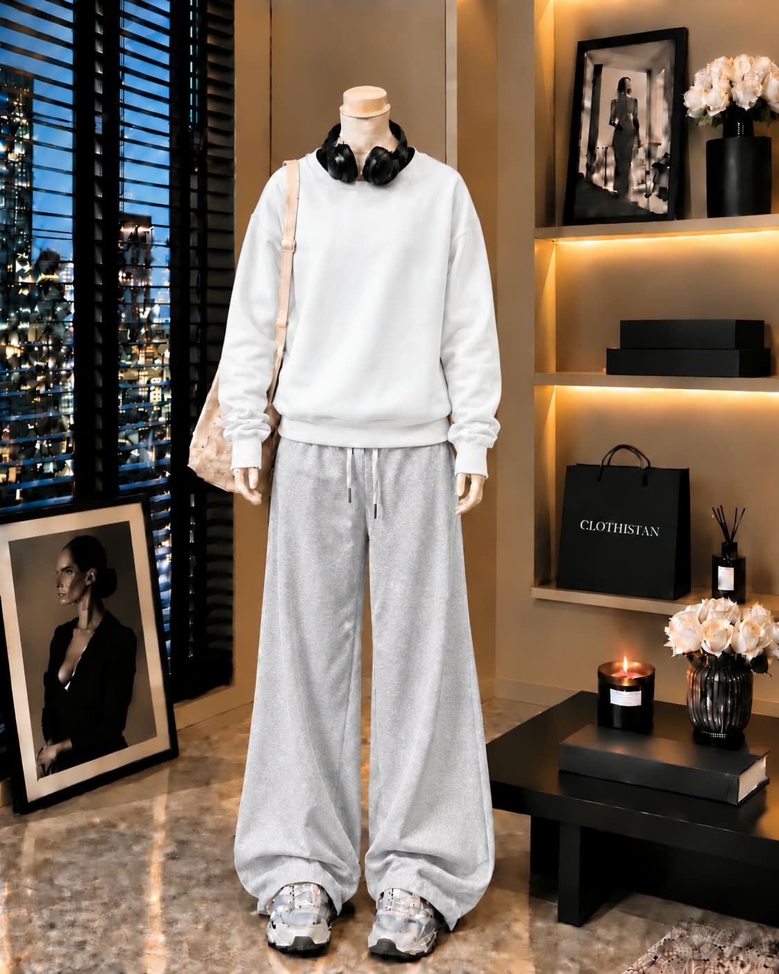 Premium Sweatshirt & Grey Wide-Leg Trouser Pack of Two
