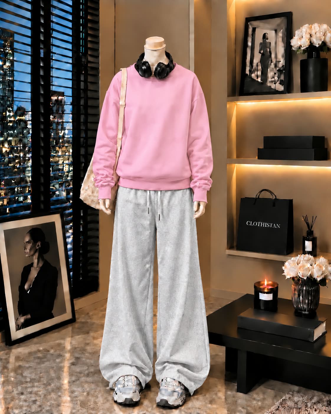 Premium Sweatshirt & Grey Wide-Leg Trouser Pack of Two