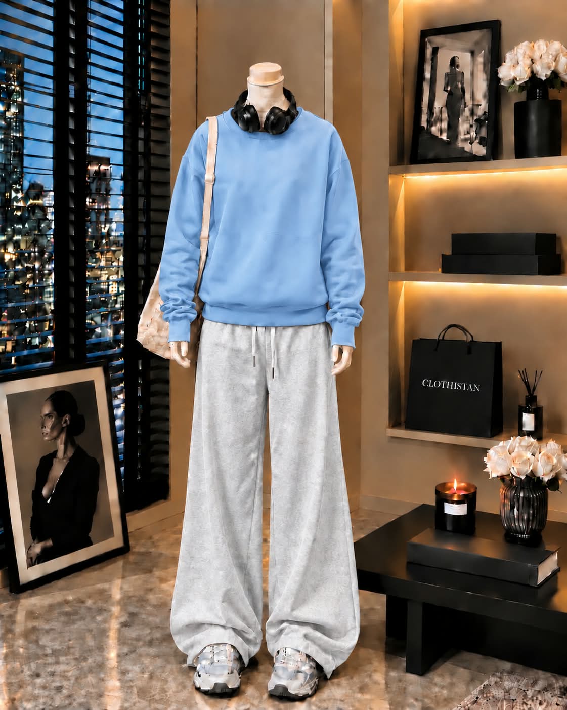 Premium Sweatshirt & Grey Wide-Leg Trouser Pack of Two