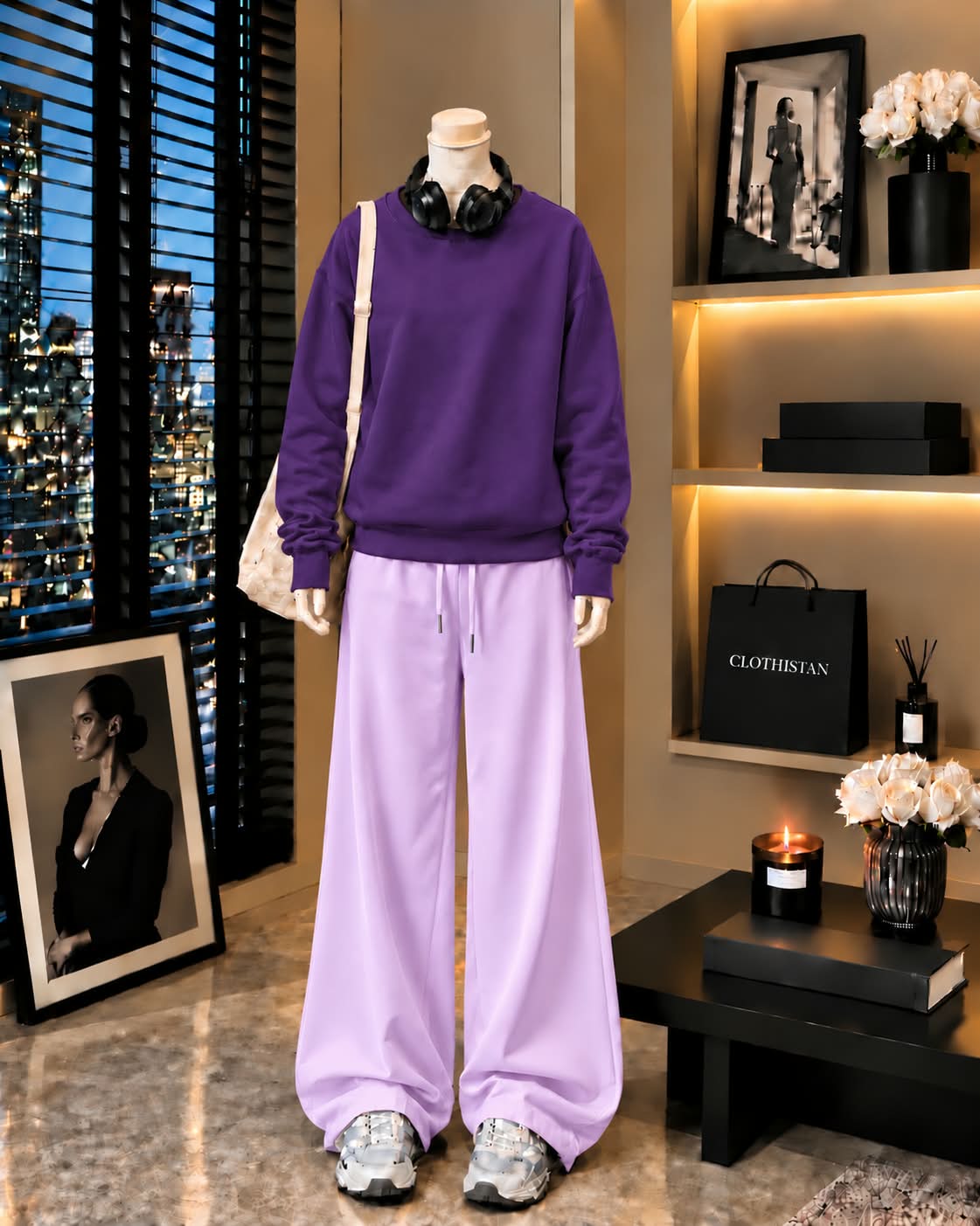 Premium Sweatshirt & Lilac Wide-Leg Trouser Pack of Two