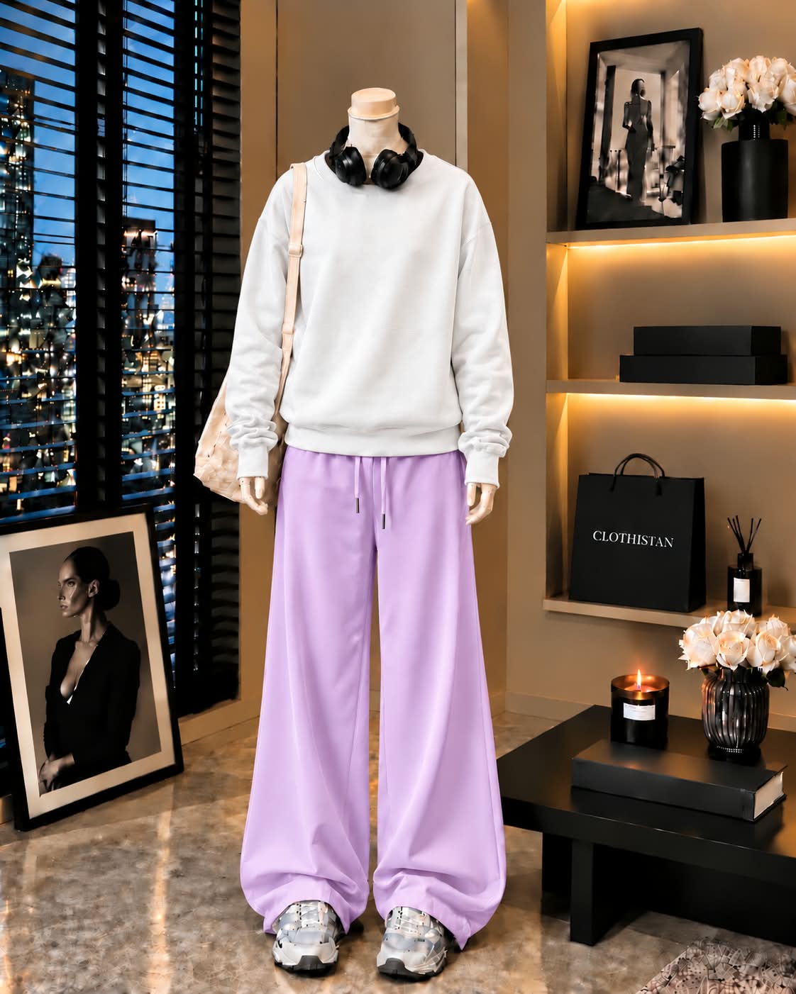 Premium Sweatshirt & Lilac Wide-Leg Trouser Pack of Two