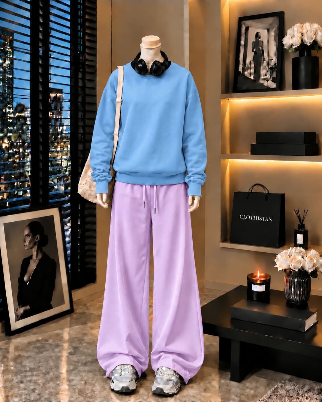 Premium Sweatshirt & Lilac Wide-Leg Trouser Pack of Two