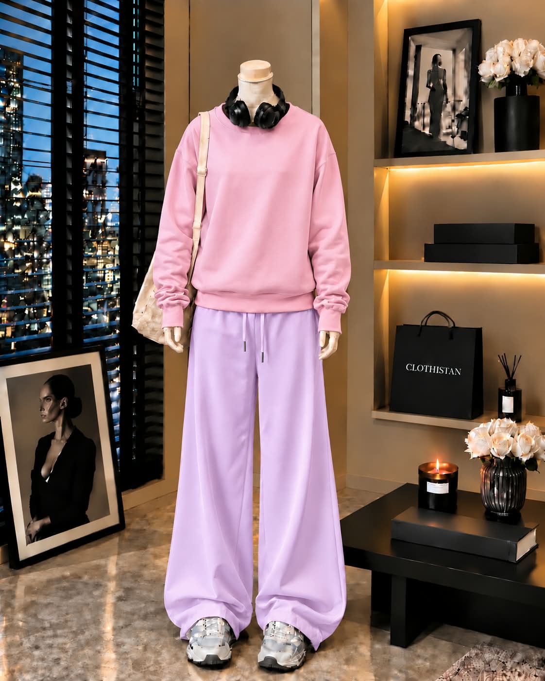 Premium Sweatshirt & Lilac Wide-Leg Trouser Pack of Two