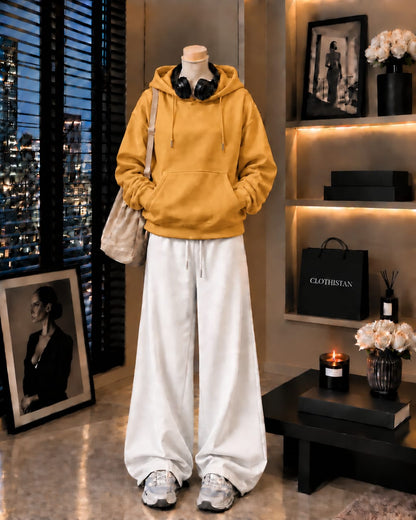 Premium Hoodie & White Wide-Leg Trouser Pack of Two