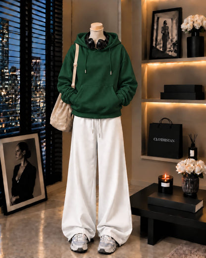 Premium Hoodie & White Wide-Leg Trouser Pack of Two