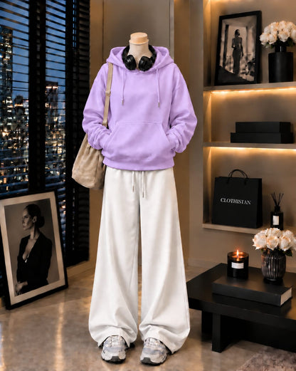 Premium Hoodie & White Wide-Leg Trouser Pack of Two