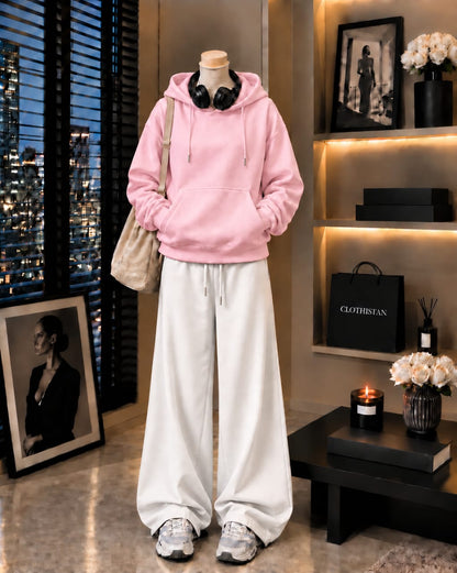 Premium Hoodie & White Wide-Leg Trouser Pack of Two