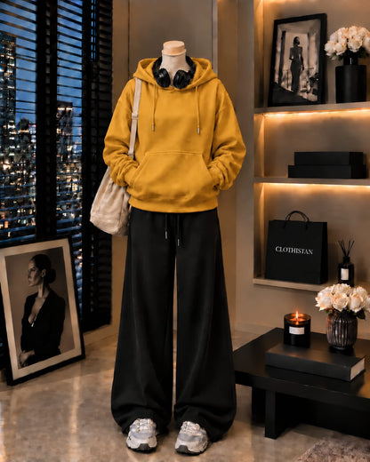 Premium Hoodie & Black Wide-Leg Trouser Pack of Two